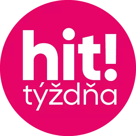 Logo značky hit! týždňa na ružovom kruhovom pozadí.